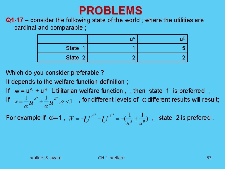 PROBLEMS Q 1 -17 – consider the following state of the world ; where