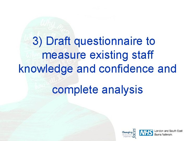 3) Draft questionnaire to measure existing staff knowledge and confidence and complete analysis 