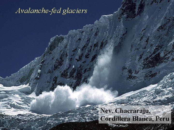 Avalanche-fed glaciers Nev. Chacraraju, Cordillera Blanca, Peru 