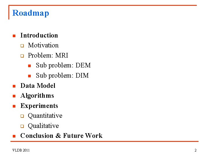 Roadmap n n n Introduction q Motivation q Problem: MRI n Sub problem: DEM