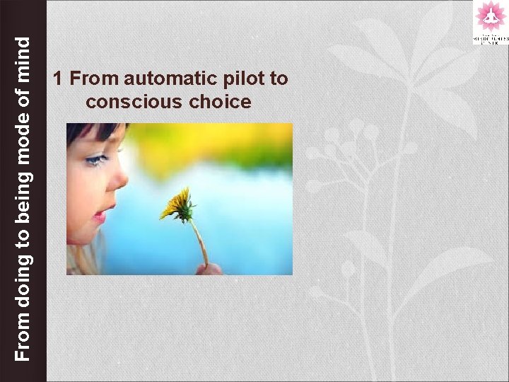From doing to being mode of mind 1 From automatic pilot to conscious choice