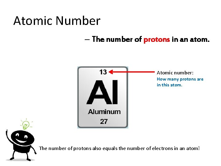Atomic Number – The number of protons in an atom. Atomic number: How many Atomic Number – The number of protons in an atom. Atomic number: How many