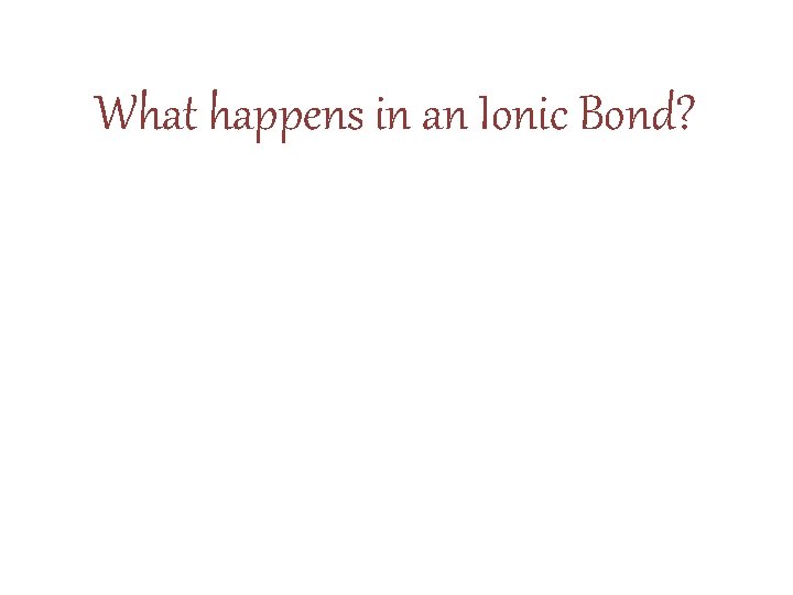 What happens in an Ionic Bond?  What happens in an Ionic Bond?