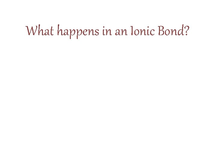 What happens in an Ionic Bond? 