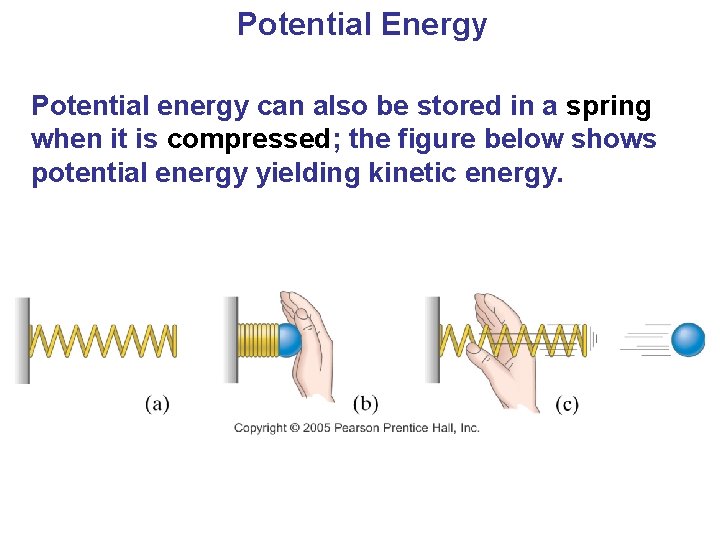 Potential Energy Potential energy can also be stored in a spring when it is