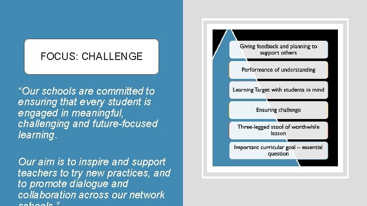 FOCUS: CHALLENGE “Our schools are committed to ensuring that every student is engaged in
