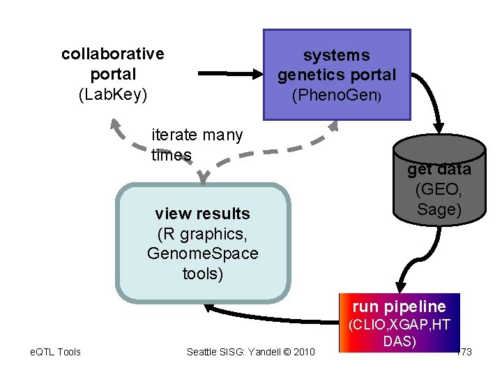 collaborative portal (Lab. Key) systems genetics portal (Pheno. Gen) iterate many times view results