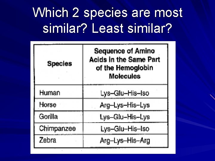 Which 2 species are most similar? Least similar? 