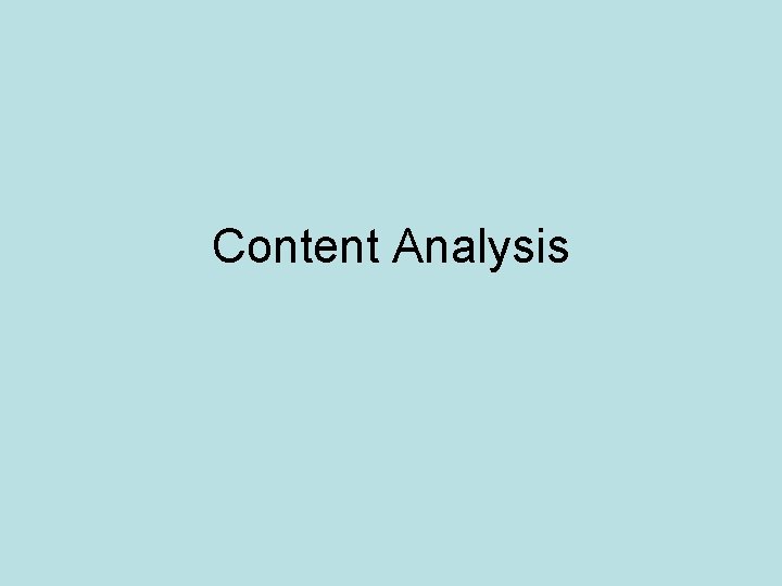 Content Analysis 