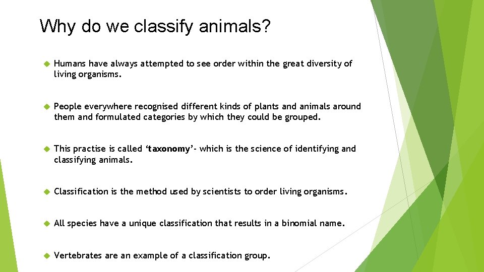 Classification Ben Bartlett Objectives Identify main characteristics of