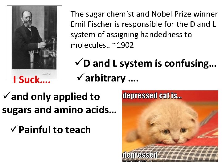 The sugar chemist and Nobel Prize winner Emil Fischer is responsible for the D