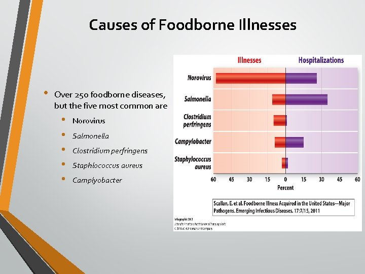 Causes of Foodborne Illnesses • Over 250 foodborne diseases, but the five most common