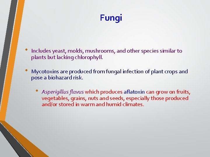 Fungi • Includes yeast, molds, mushrooms, and other species similar to plants but lacking
