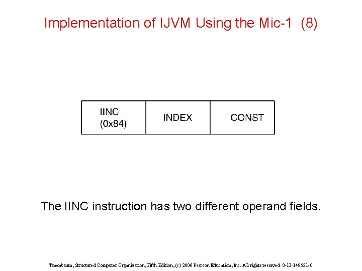 Implementation of IJVM Using the Mic-1 (8) The IINC instruction has two different operand Implementation of IJVM Using the Mic-1 (8) The IINC instruction has two different operand