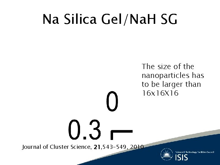 Na Silica Gel/Na. H SG The size of the nanoparticles has to be larger