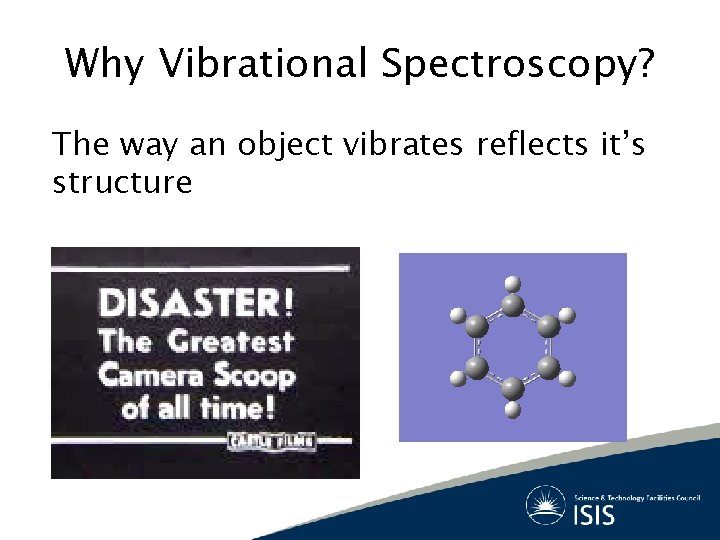 Why Vibrational Spectroscopy? The way an object vibrates reflects it’s structure 