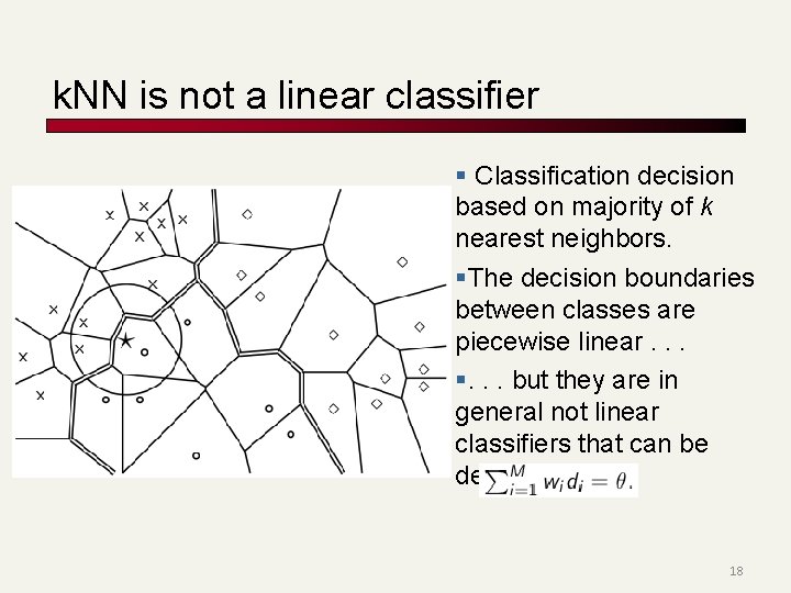 k. NN is not a linear classifier § Classification decision based on majority of