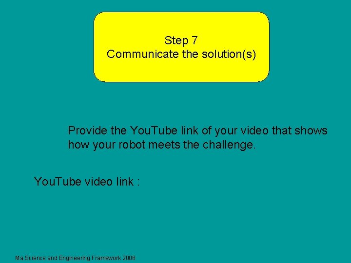 Step 7 Communicate the solution(s) Provide the You. Tube link of your video that