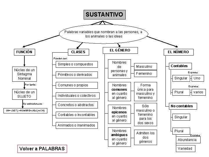 SUSTANTIVO Palabras variables que nombran a las personas, a los animales o las ideas