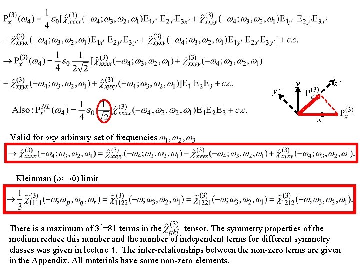 y x y x Valid for any arbitrary set of frequencies Kleinman ( 0)