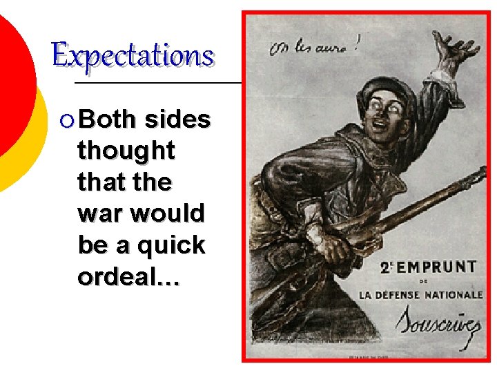 Expectations ¡ Both sides thought that the war would be a quick ordeal… 