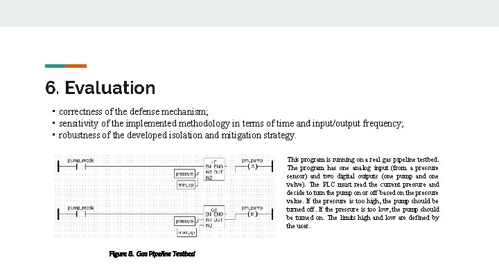 6. Evaluation • correctness of the defense mechanism; • sensitivity of the implemented methodology