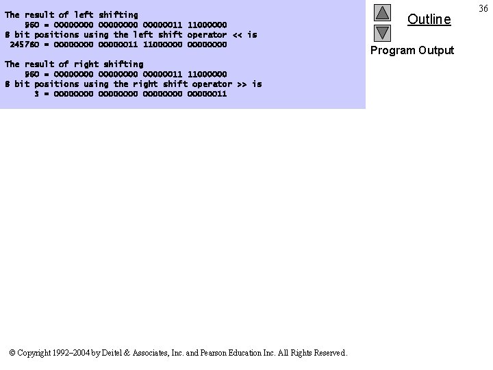 The result of left shifting 960 = 0000000011 11000000 8 bit positions using the
