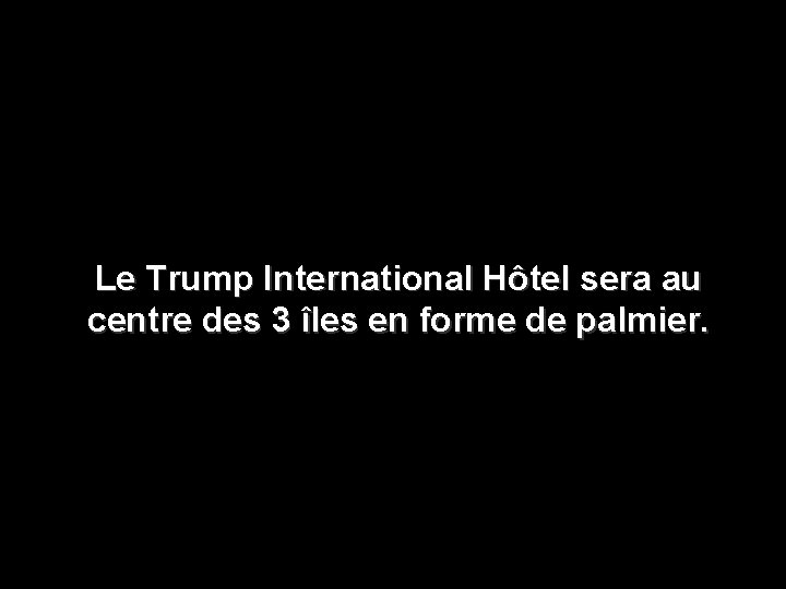 Le Trump International Hôtel sera au centre des 3 îles en forme de palmier.