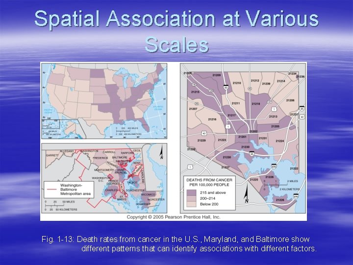 Spatial Association at Various Scales Fig. 1 -13: Death rates from cancer in the