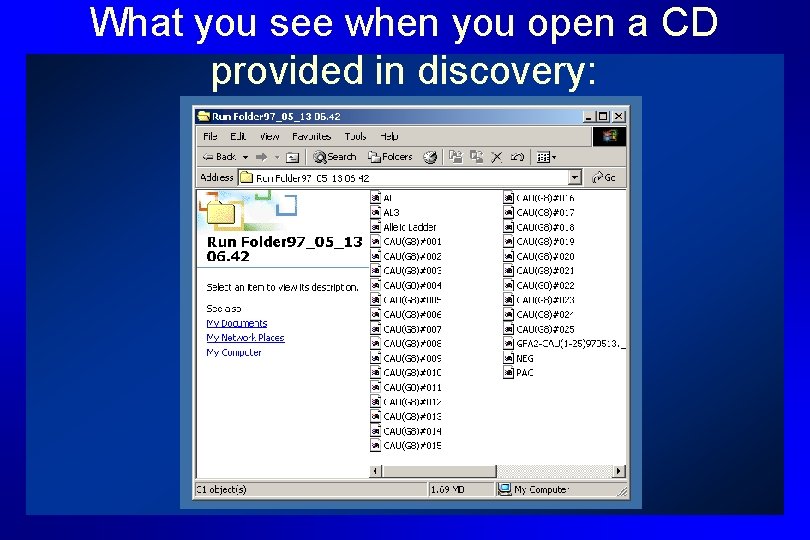 What you see when you open a CD provided in discovery: 