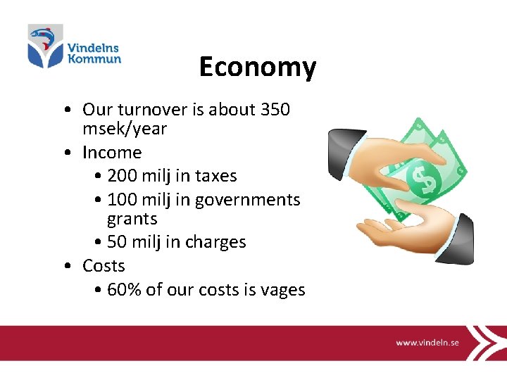 Economy • Our turnover is about 350 msek/year • Income • 200 milj in