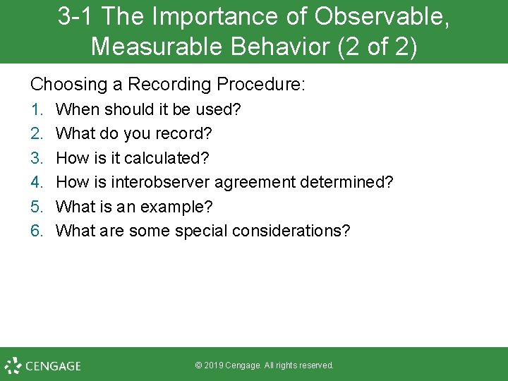 Chapter 3 Methods for Recording Behaviors 2019 Cengage