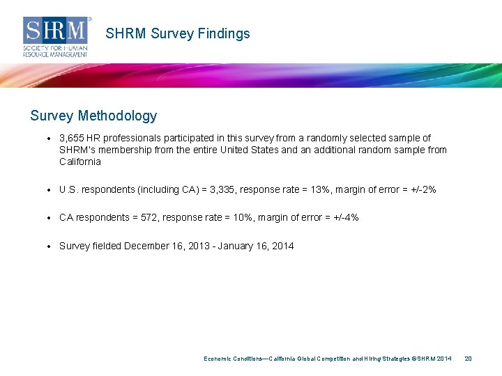 SHRM Survey Findings Survey Methodology • 3, 655 HR professionals participated in this survey