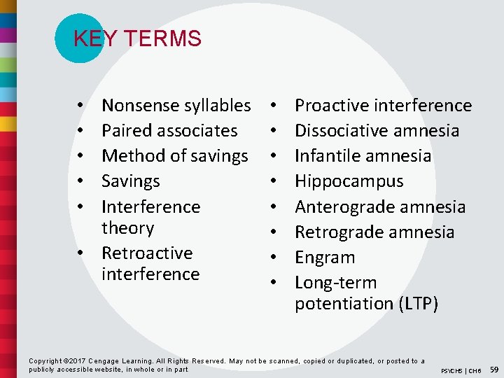 KEY TERMS Nonsense syllables Paired associates Method of savings Savings Interference theory • Retroactive
