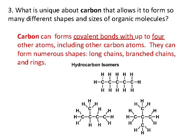 3. What is unique about carbon that allows it to form so many different