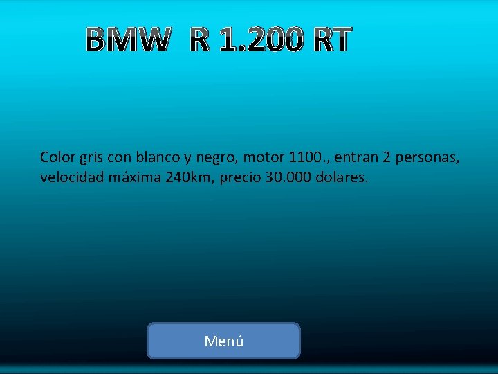 BMW R 1. 200 RT Color gris con blanco y negro, motor 1100. ,