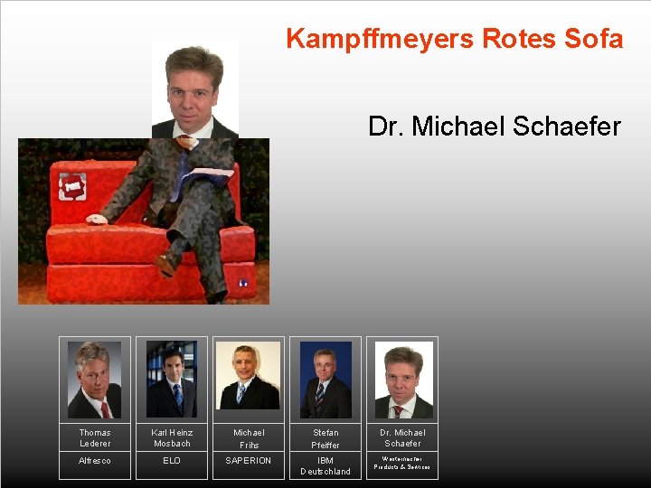 Kampffmeyers Rotes Sofa Dr. Michael Schaefer Thomas Lederer Karl Heinz Mosbach Michael Frihs Stefan