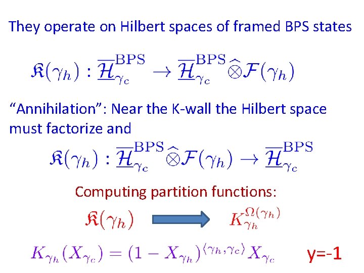 They operate on Hilbert spaces of framed BPS states “Annihilation”: Near the K-wall the They operate on Hilbert spaces of framed BPS states “Annihilation”: Near the K-wall the