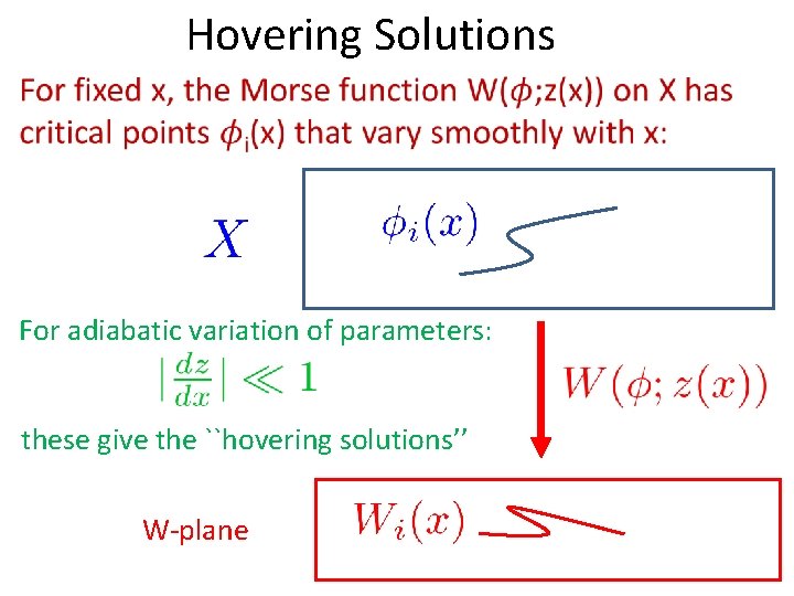 Hovering Solutions For adiabatic variation of parameters: these give the ``hovering solutions’’ W-plane Hovering Solutions For adiabatic variation of parameters: these give the ``hovering solutions’’ W-plane