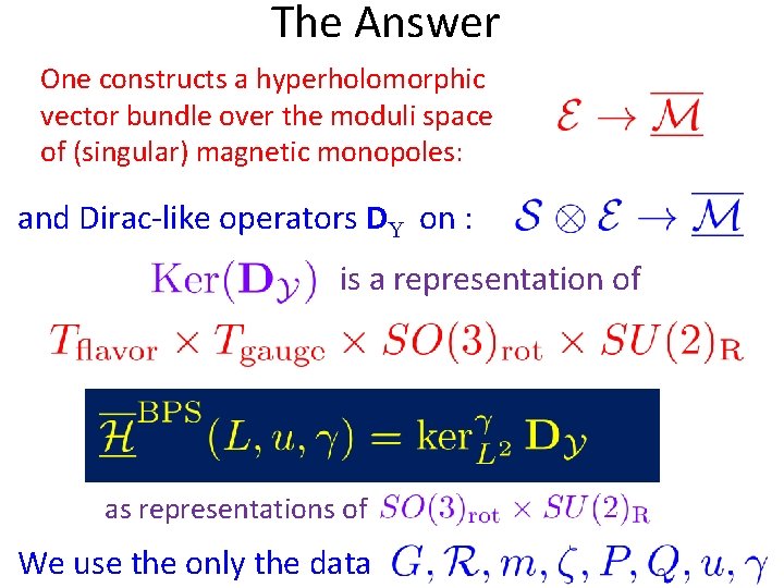 The Answer One constructs a hyperholomorphic vector bundle over the moduli space of (singular) The Answer One constructs a hyperholomorphic vector bundle over the moduli space of (singular)