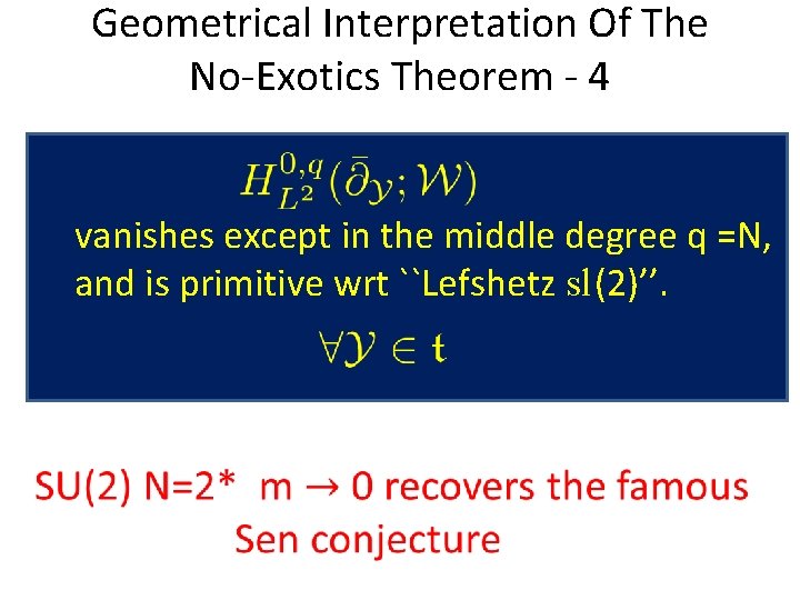 Geometrical Interpretation Of The No-Exotics Theorem - 4 vanishes except in the middle degree Geometrical Interpretation Of The No-Exotics Theorem - 4 vanishes except in the middle degree