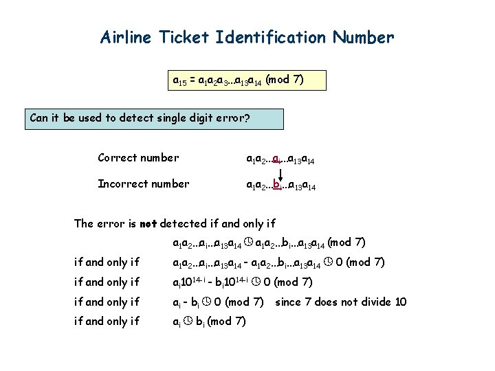 Airline Ticket Identification Number a 15 = a 1 a 2 a 3…a 13