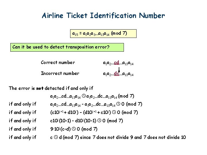 Airline Ticket Identification Number a 15 = a 1 a 2 a 3…a 13