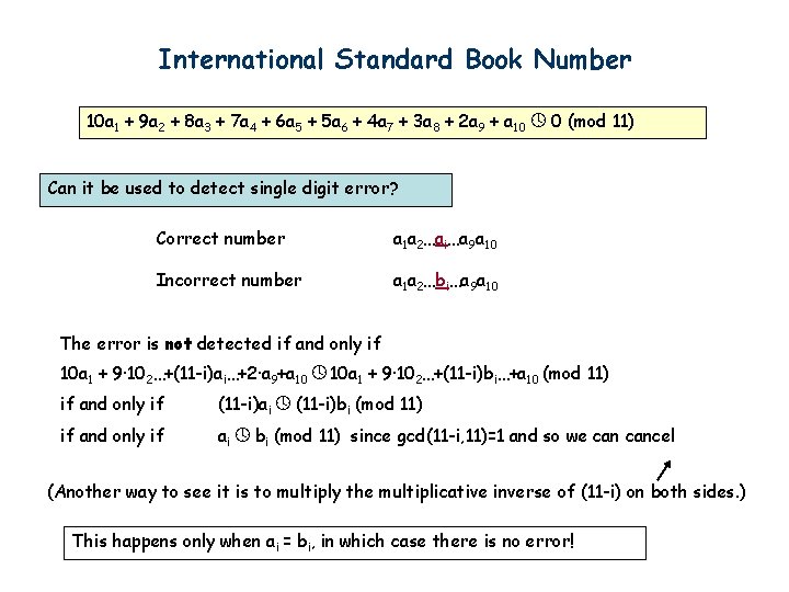 International Standard Book Number 10 a 1 + 9 a 2 + 8 a