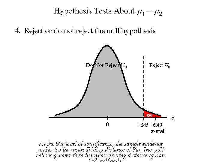 Hypothesis Tests About 1 - 2 4. Reject or do not reject the null