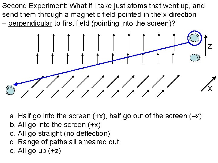 Second Experiment: What if I take just atoms that went up, and send them