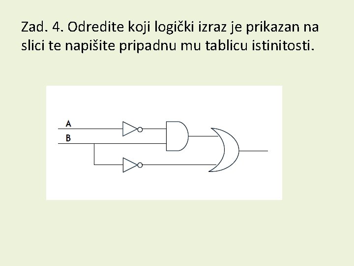 Zad. 4. Odredite koji logički izraz je prikazan na slici te napišite pripadnu mu