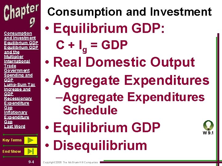 Consumption and Investment Equilibrium GDP and the Multiplier International Trade Government Spending and GDP