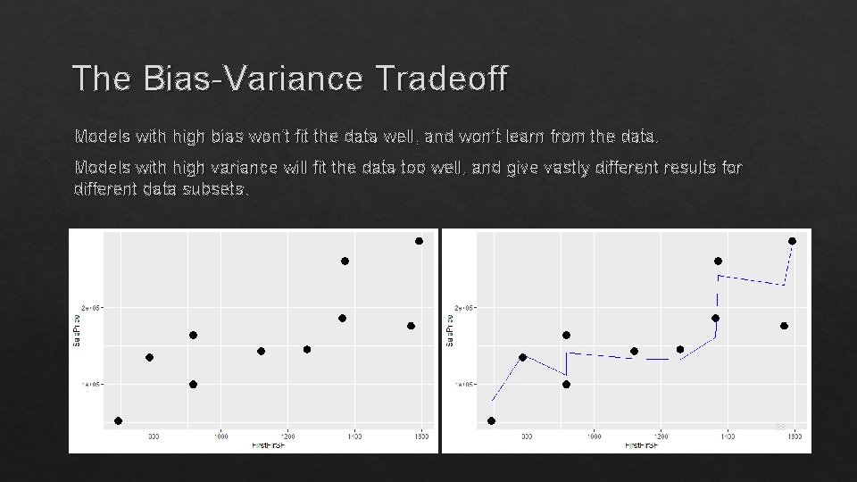 The Bias-Variance Tradeoff Models with high bias won’t fit the data well, and won’t