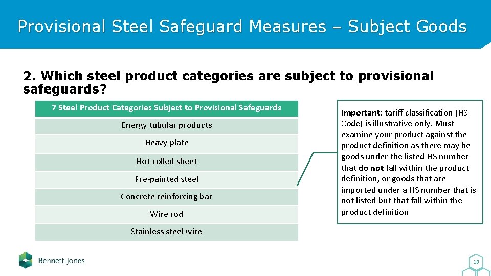 Provisional Steel Safeguard Measures – Subject Goods 2. Which steel product categories are subject